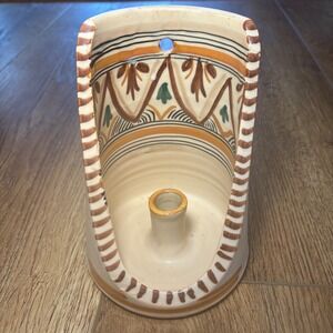 VTG Sanguino Toledo Spain Hand Painted Pottery Candle Holder Wall Sconce boho